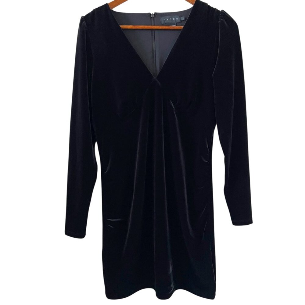 HATCH Maternity The Velvet Mini Dress In Black Size 1/S